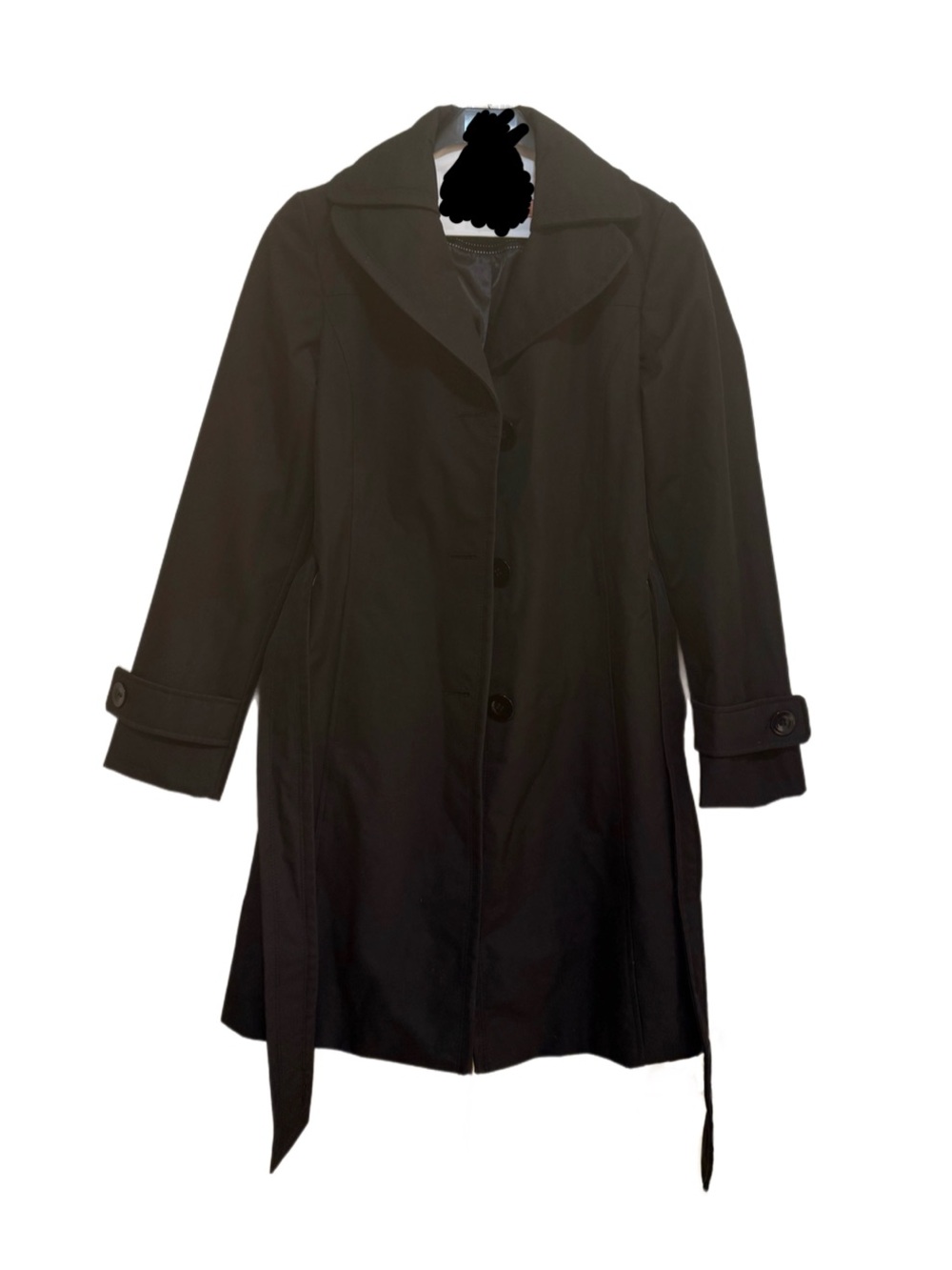 Ellen Tracy Womens Polyester Black Trench Coat Size XS Minimalist Staple Piece